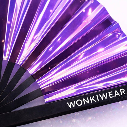 Party Purple Iridescent Festival Fan (XL Rave Fan UK)
