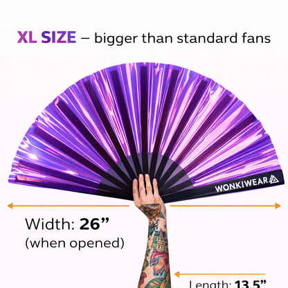 Party Purple Iridescent Festival Fan (XL Rave Fan UK)