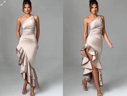 Elegant Slim Sloping Backless Dress