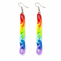 Rainbow Chain Drop Earrings – Colourful Festival Rave Statement Jewellery