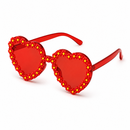 Heart Shaped Daisy Colour Therapy Glasses – Red