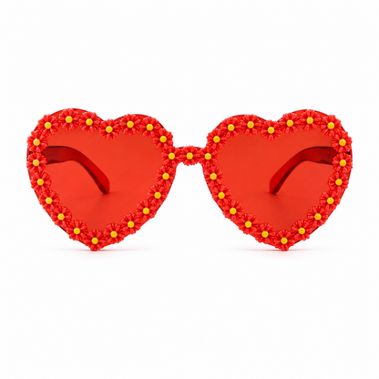 Heart Shaped Daisy Colour Therapy Glasses – Red