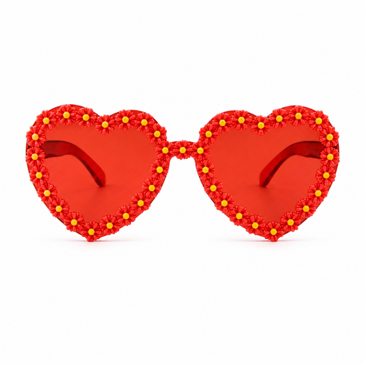 Heart Shaped Daisy Colour Therapy Glasses – Red