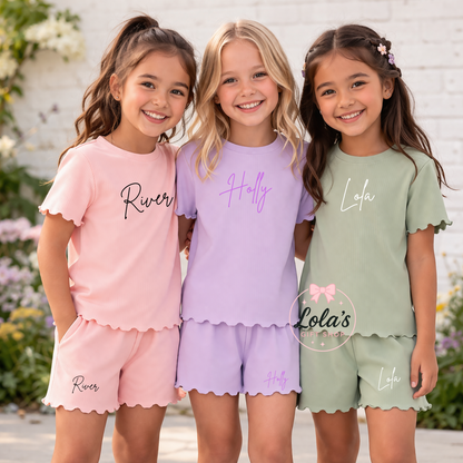 Personalised ribbed short sets