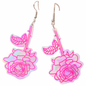 Rose Earrings UK – Iridescent Floral Statement Earrings (Pink Acrylic Drop Earrings)