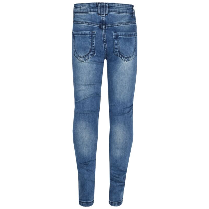 Kids Boys Mid Blue Stretchy Designer's Jeans Ripped Denim Skinny Pants Trousers