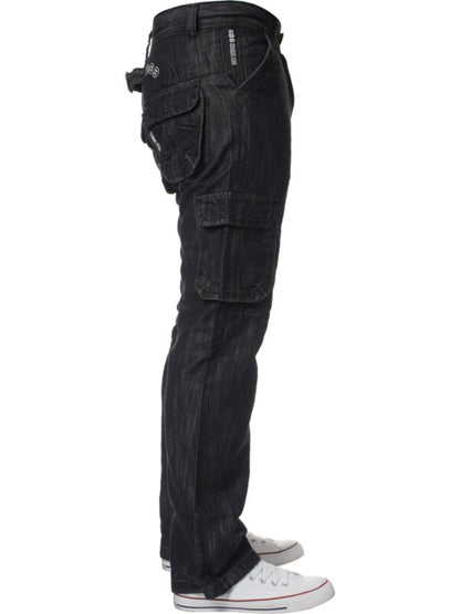 Mens Cargo Combat Jeans Enzo Designer Denim Casual Work Pants All Waist Sizes