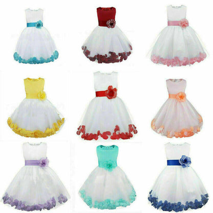 Lace Flower Girl Princess Dress Wedding Pageant Bridesmaid Formal Kid Dresses UK