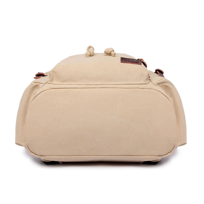 Unisex Real Leather Canvas Backpack Large School Shoulder Bag Rucksack