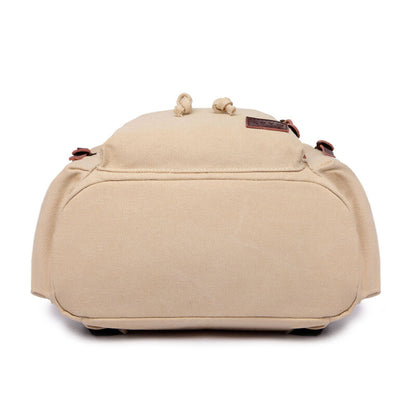 Unisex Real Leather Canvas Backpack Large School Shoulder Bag Rucksack