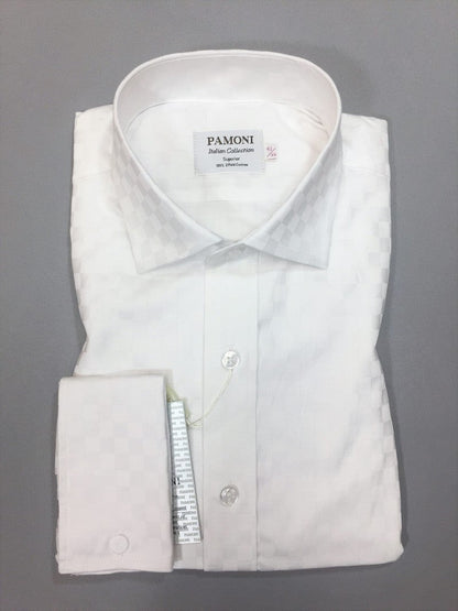 White Box Pattern Slim Fit Shirt