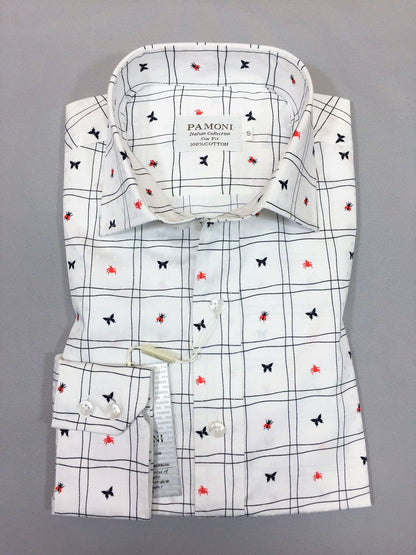 White Check Print Slim Fit Shirt