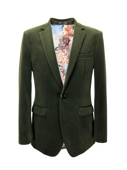 Green Velvet Slim Fit Blazer