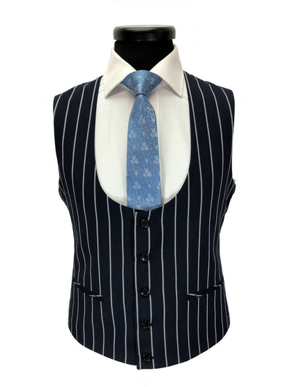 Navy Bold Stripe 2-button 3-piece Suit