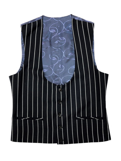 Navy Bold Stripe 2-button 3-piece Suit