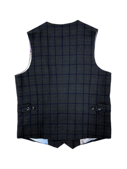 Grey W/ Blue Check Tweed Blazer W/ Matching Waistcoat