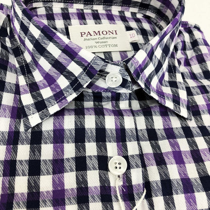 Purple Grey Check Fitted Shirt