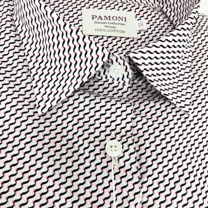 Black/Pink Chevron Embroidery Shirt