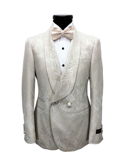 Chevron Champagne Shawl Lapel Suit