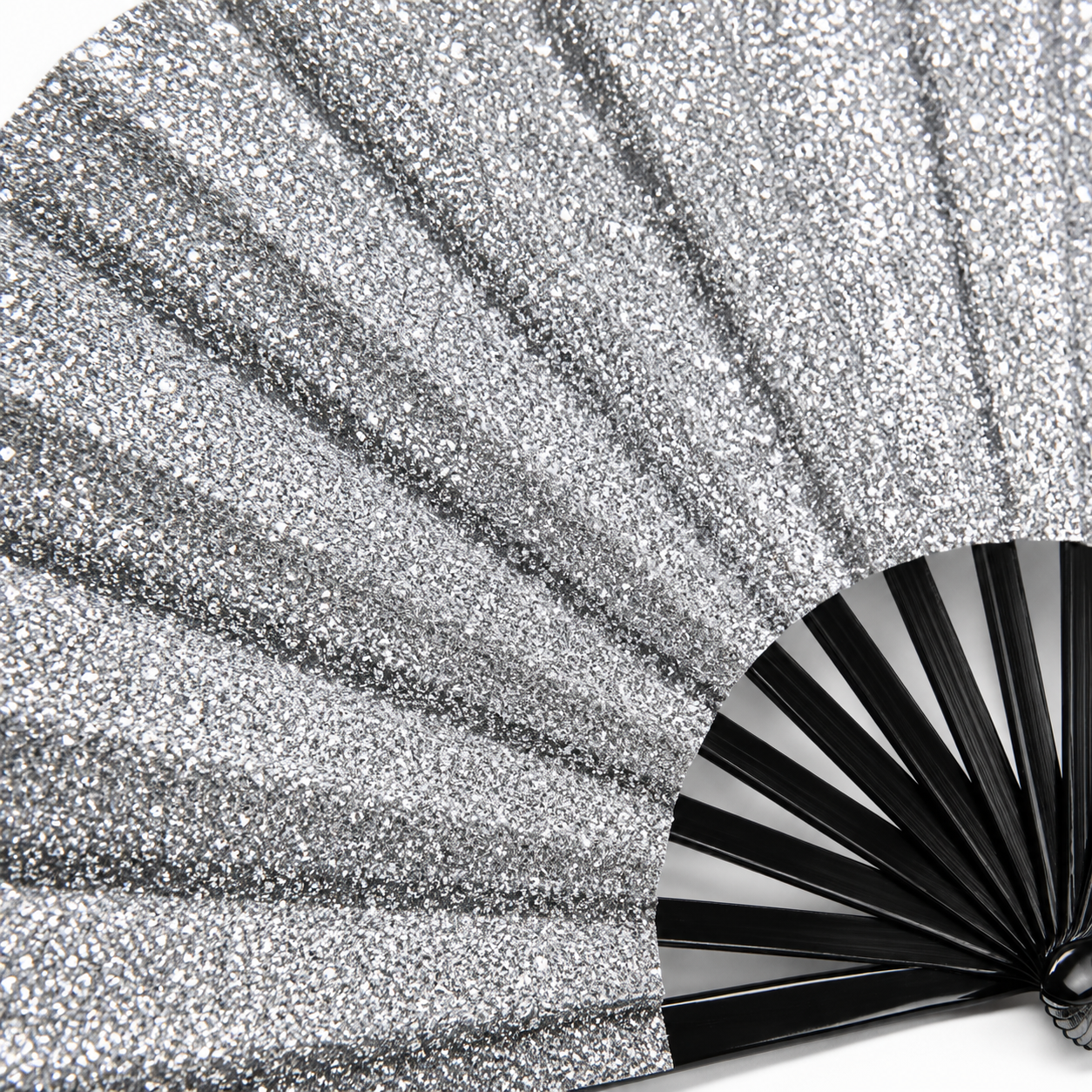 Silver Glitter Festival Fan with Matching Leg Holster | XL & Medium
