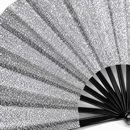 Silver Glitter Festival Fan with Matching Leg Holster | XL & Medium