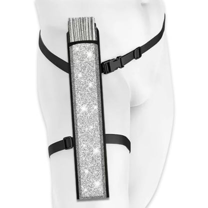 Silver Glitter Festival Fan with Matching Leg Holster | XL & Medium