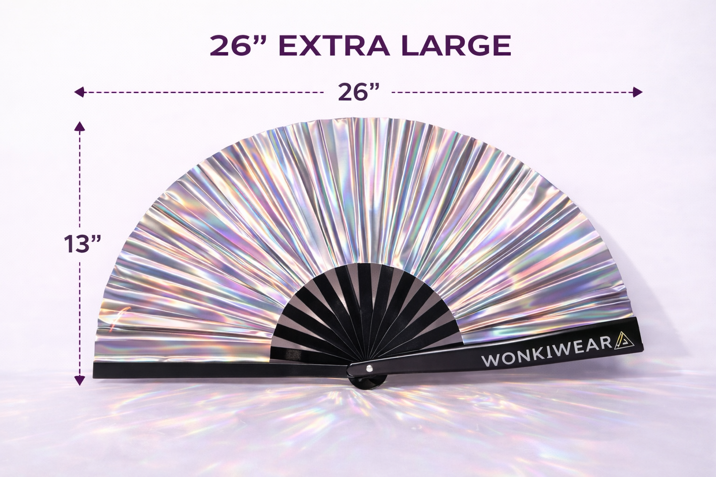 Silver Stardust Iridescent Festival Fan (XL Rave Fan UK)
