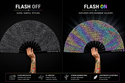 XL Flash Reflective Silver Web Festival Fan