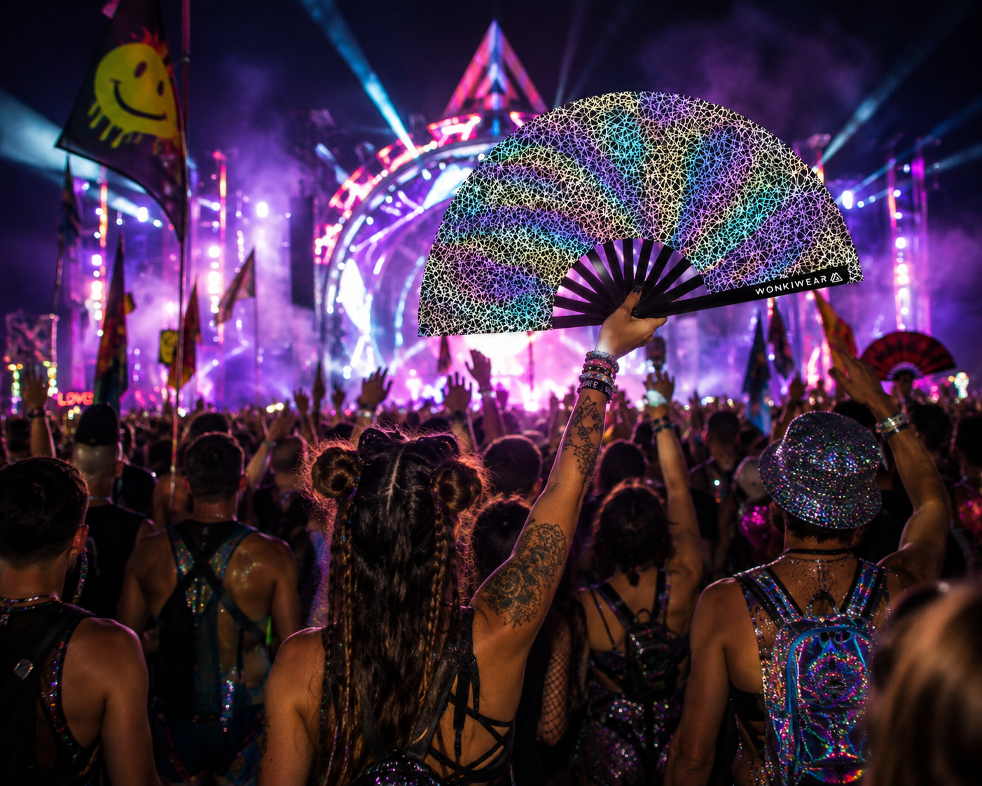 XL Flash Reflective Silver Web Festival Fan