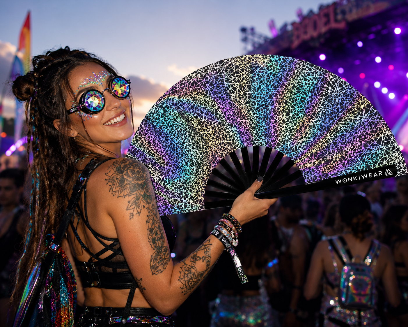 XL Flash Reflective Silver Web Festival Fan