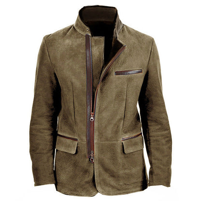 New Men's European And American Fashion Vintage Jacket Stitching Top
