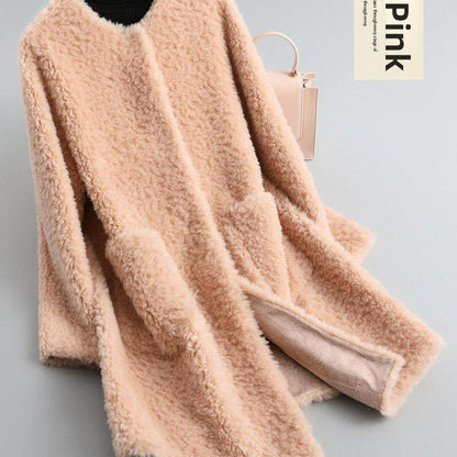 Particulate Sheep Sheared Fur Women'S Coat