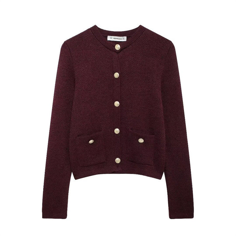Gold Buckle Knit Coat