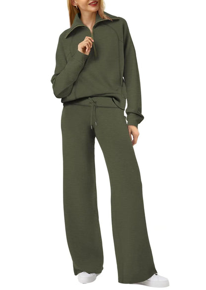 Sweat Wide Leg Pants Two-Piece Set