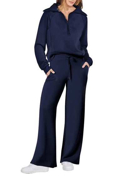 Sweat Wide Leg Pants Two-Piece Set