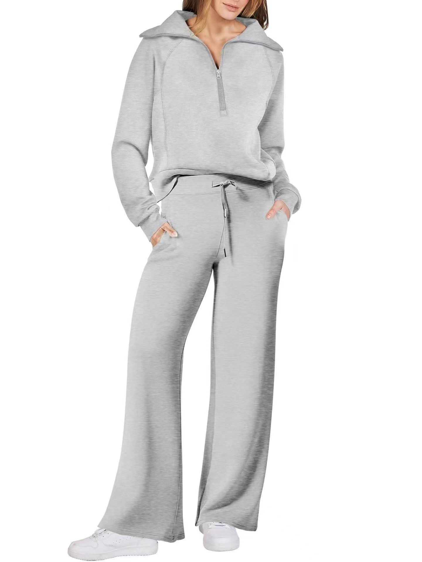 Sweat Wide Leg Pants Two-Piece Set