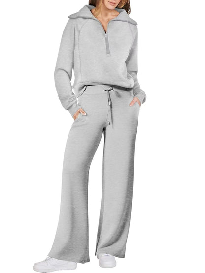 Sweat Wide Leg Pants Two-Piece Set