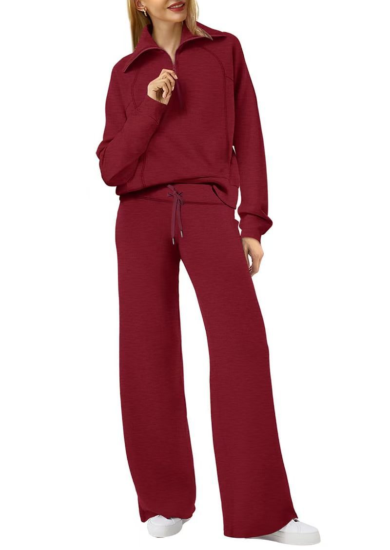 Sweat Wide Leg Pants Two-Piece Set