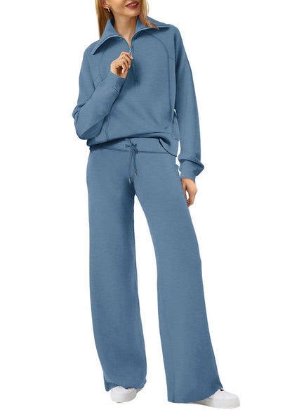 Sweat Wide Leg Pants Two-Piece Set
