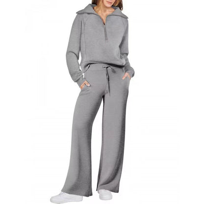 Sweat Wide Leg Pants Two-Piece Set
