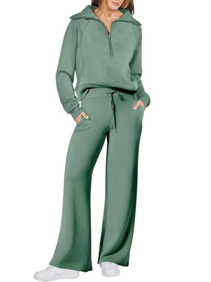 Sweat Wide Leg Pants Two-Piece Set