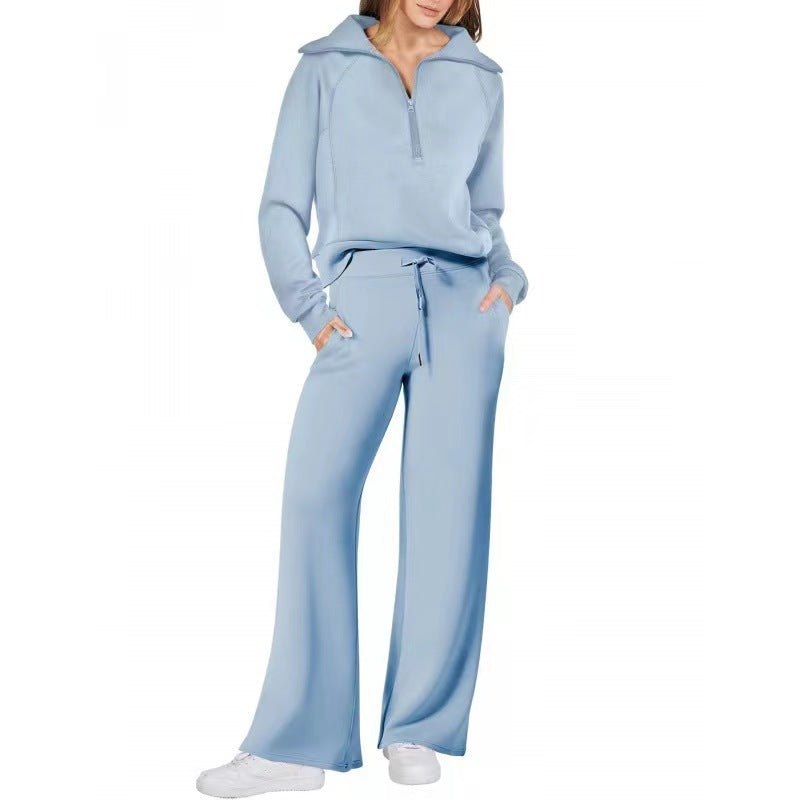 Sweat Wide Leg Pants Two-Piece Set