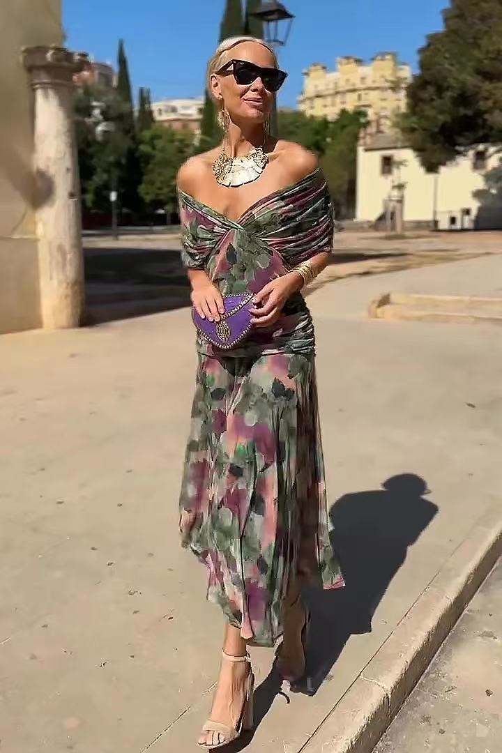 Printed Suspender Dress