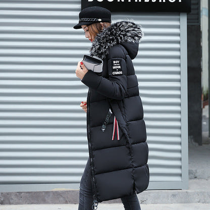 Long Fur Collar Cotton-Padded Jacket