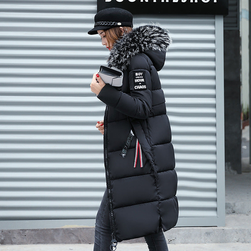 Long Fur Collar Cotton-Padded Jacket