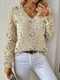 Printed Sweater V-Neck Pullover