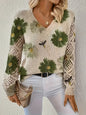 Printed Sweater V-Neck Pullover