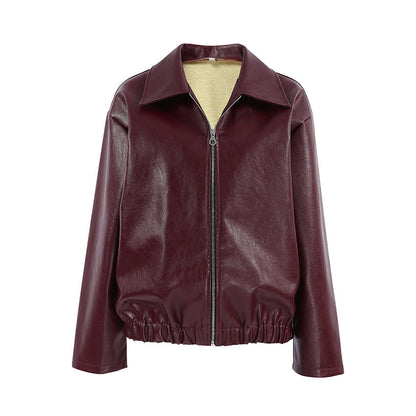 Vintage Moto-Style Leather Coat