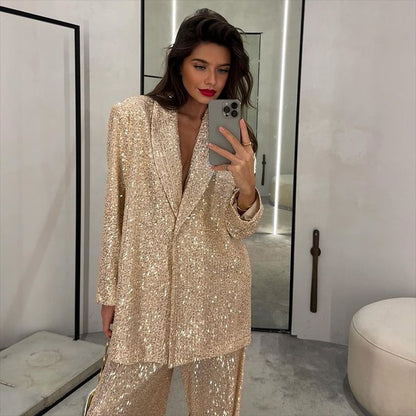Elegant Sequin Top Pants