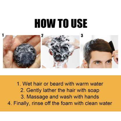BLACK SOAP
BAR, Grey coverage, hair Softening Shampoo